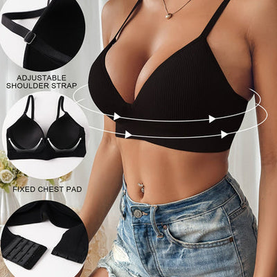 Soutien-gorge femme – Coupe slim – Encolure plongeante – Maille côtelée respirante