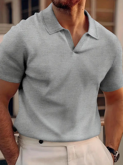 Polo homme – Coupe classique – Tissu respirant – Texture côtelée – Manches courtes