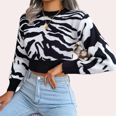 MARILYN - Pull Tricoté Écourté Tendance pour Femme