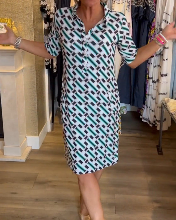 Gabrielle™ | Robe imprimée géométrique à col V