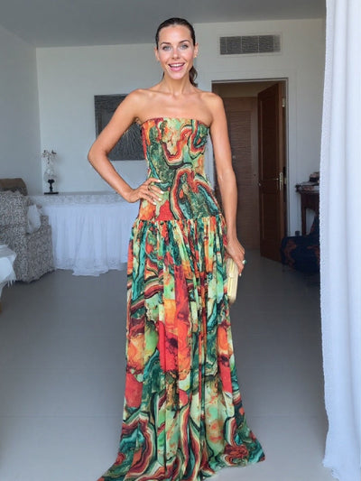 Robe à imprimé abstrait et encolure croisée