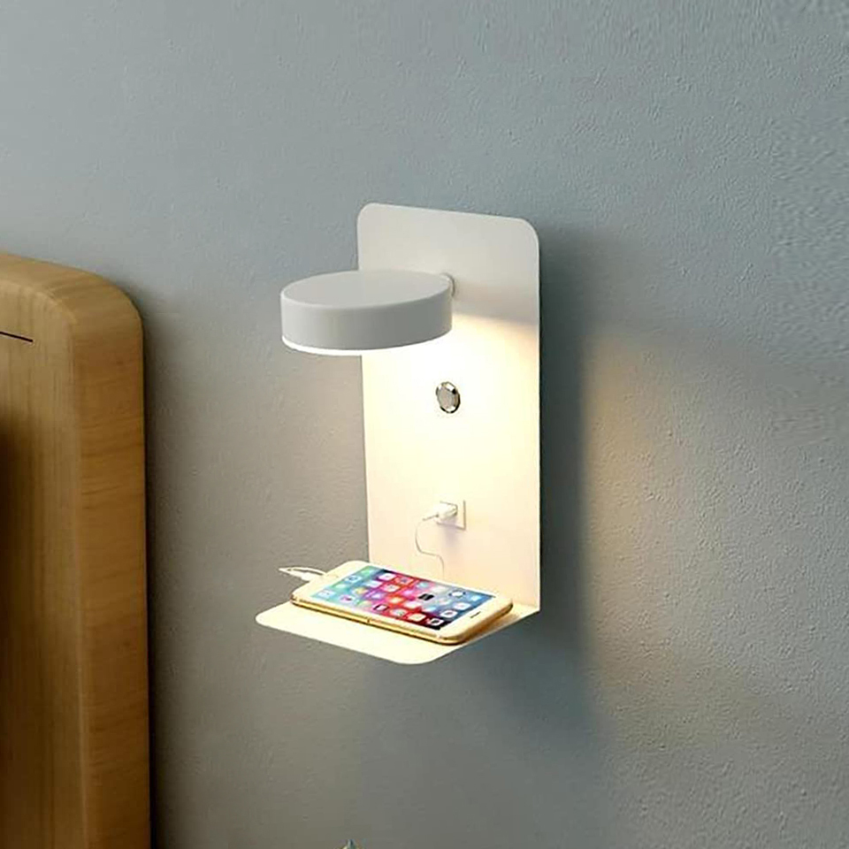 EasyHome | Lampe de chambre à coucher LED dimmable et chargeur de téléphone en un seul appareil