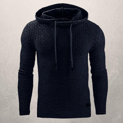 Pull homme – Coupe slim – Maille douce texturée – Capuche ajustable – Manches longues