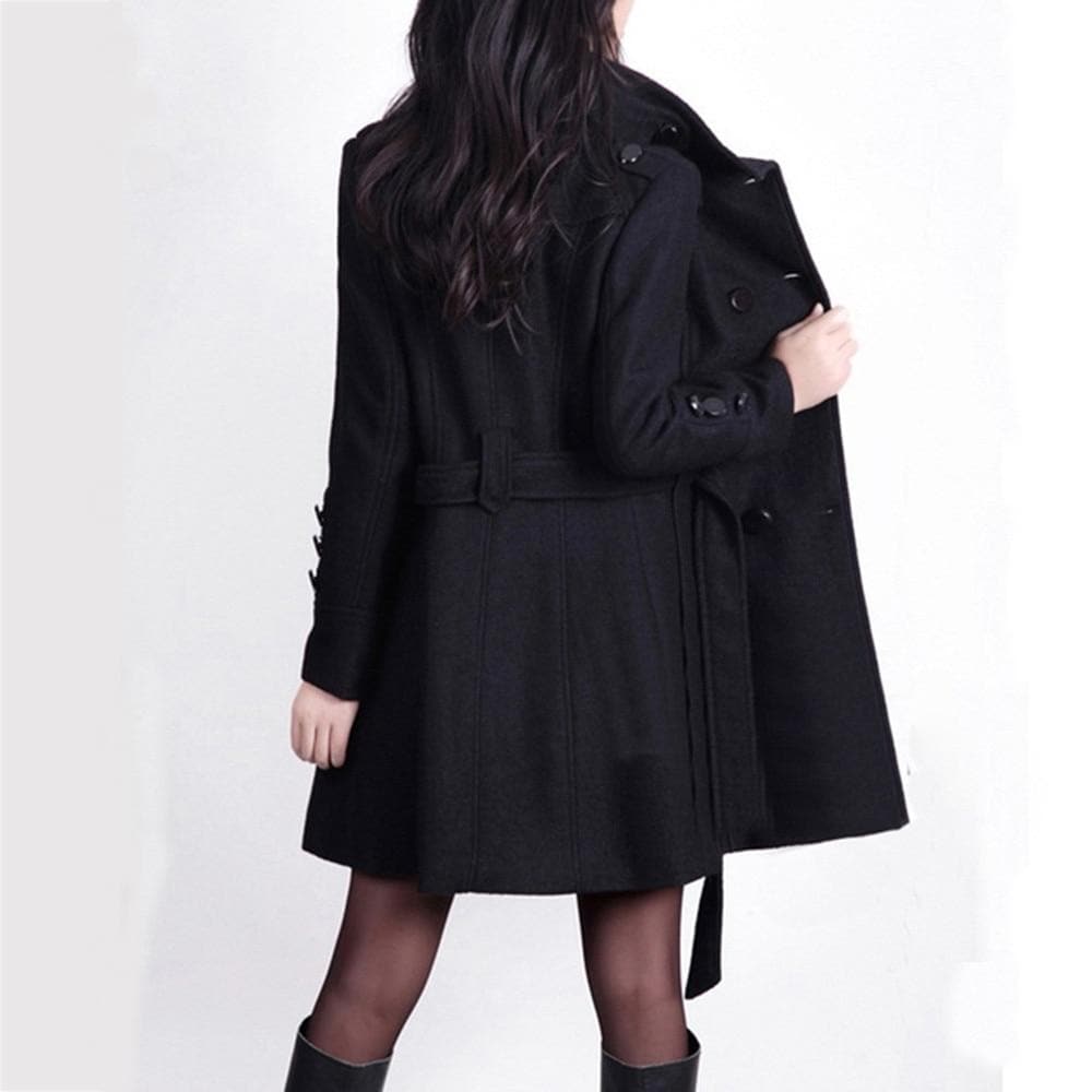 Manteau trench femme – Coupe cintrée – Double boutonnage – Tissu chaud texturé