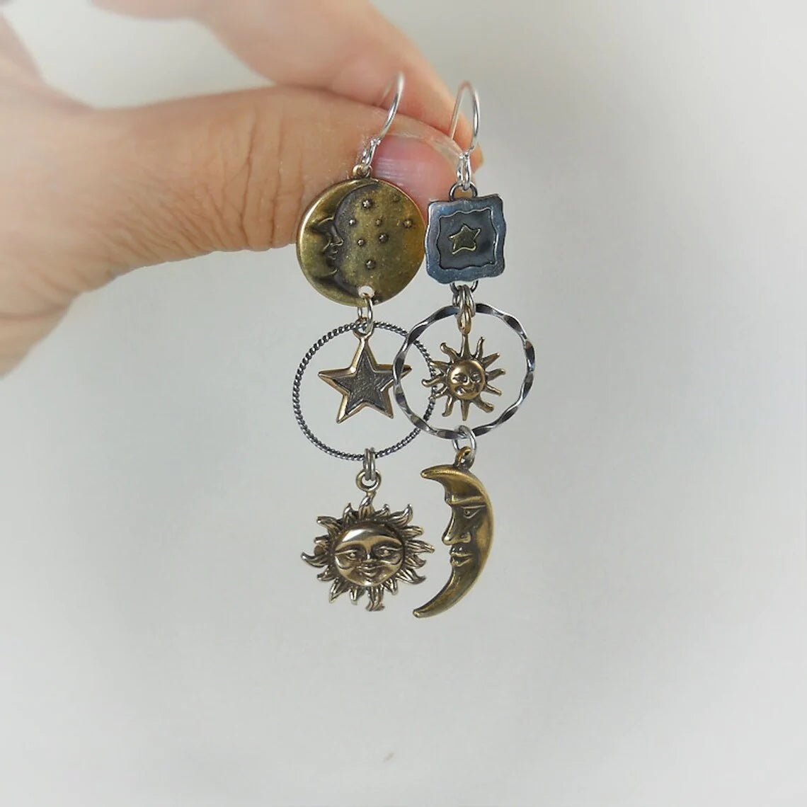 Boucles d'oreilles « Soleil, Lune, Étoiles »