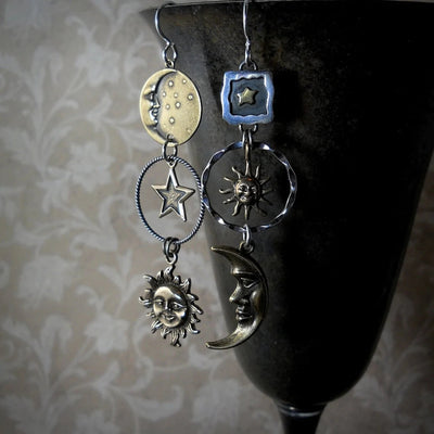Boucles d'oreilles « Soleil, Lune, Étoiles »
