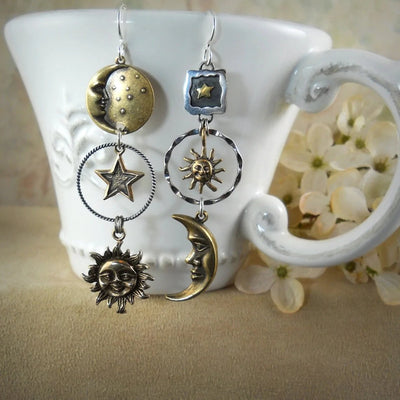 Boucles d'oreilles « Soleil, Lune, Étoiles »