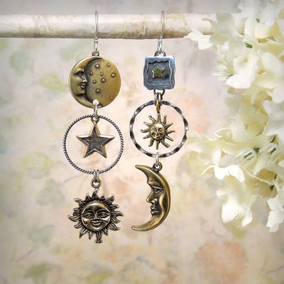 Boucles d'oreilles « Soleil, Lune, Étoiles »