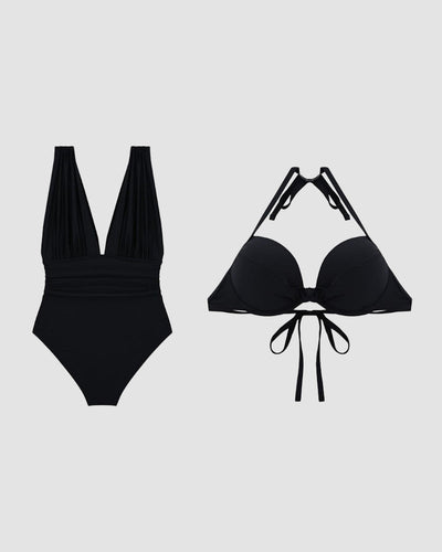 Maillot de Bain Sculptant Luxe avec Décolleté en V Profond