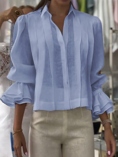 Chemise ample en lin à manches longues et revers
