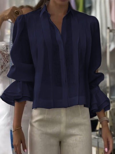 Chemise ample en lin à manches longues et revers