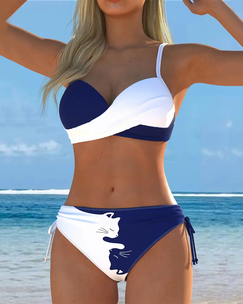 Bikini Ensemble Avec Croix-Chat Design
