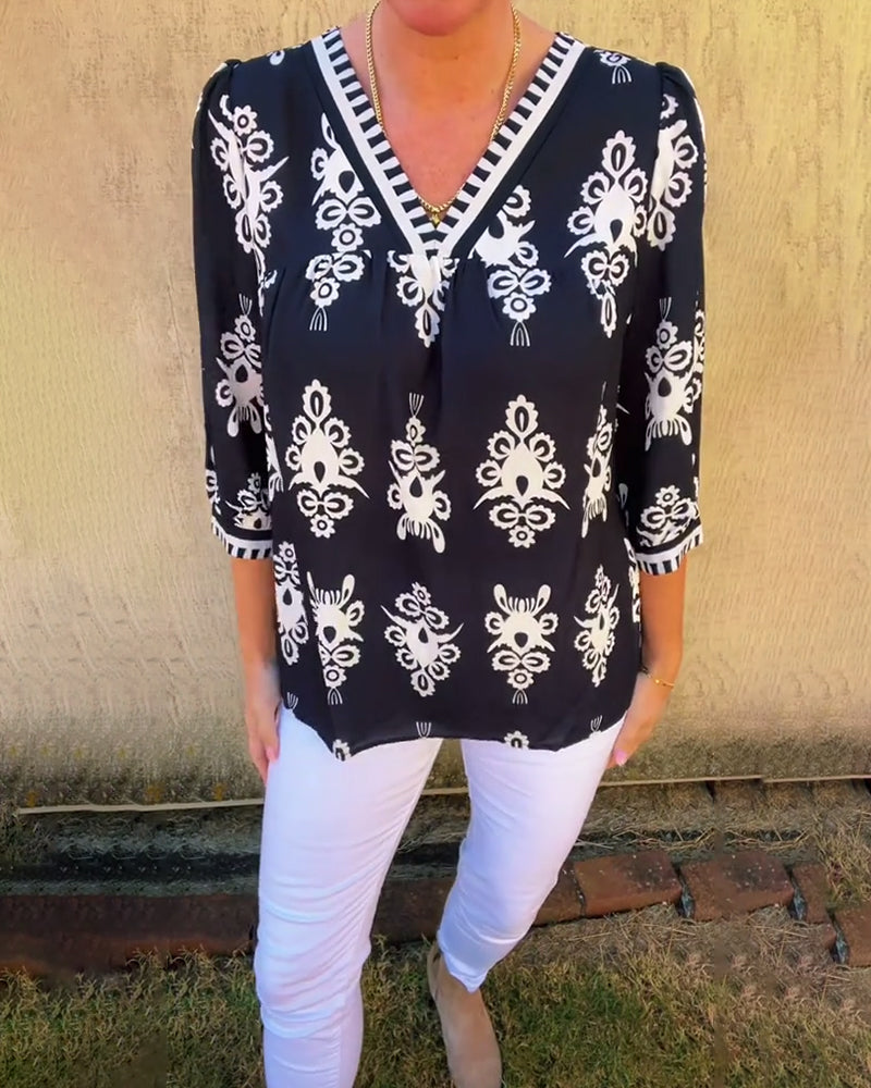 Blouse Manches Trois-Quarts Imprimé