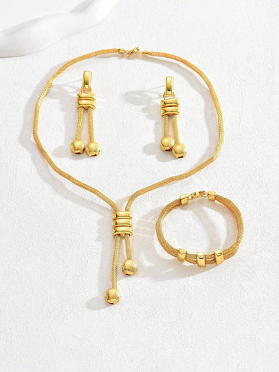 Ensemble de bijoux élégants en or 24 carats galvanisé, 4 pièces/ensemble