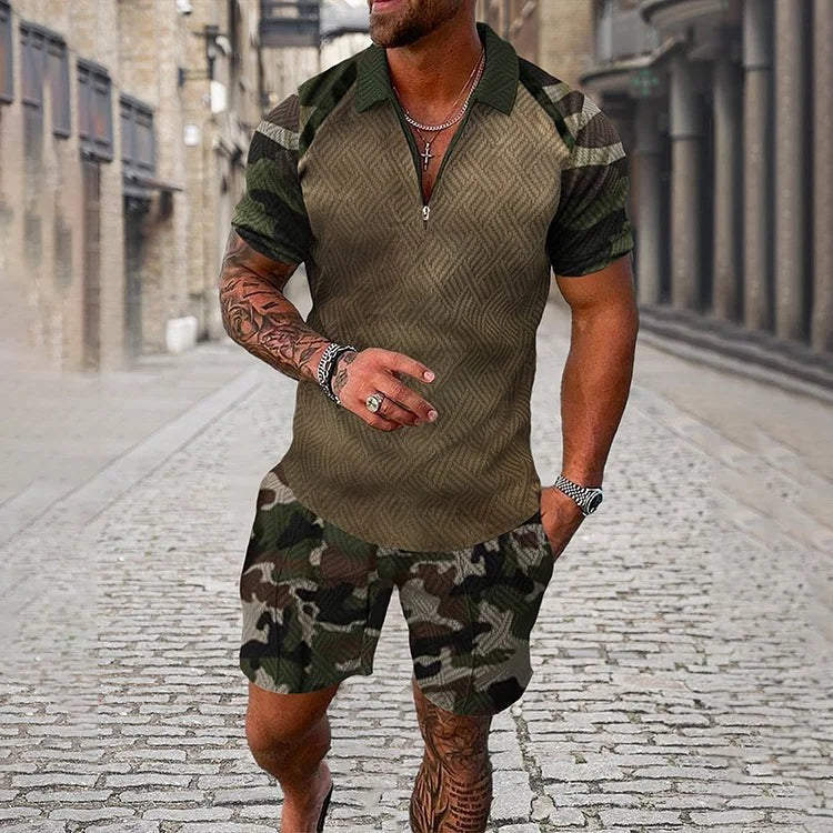 Ensemble polo et short camouflage