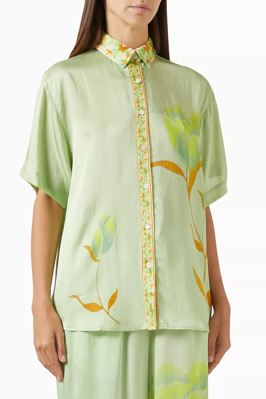 Ensemble en satin chemise et pantalon large