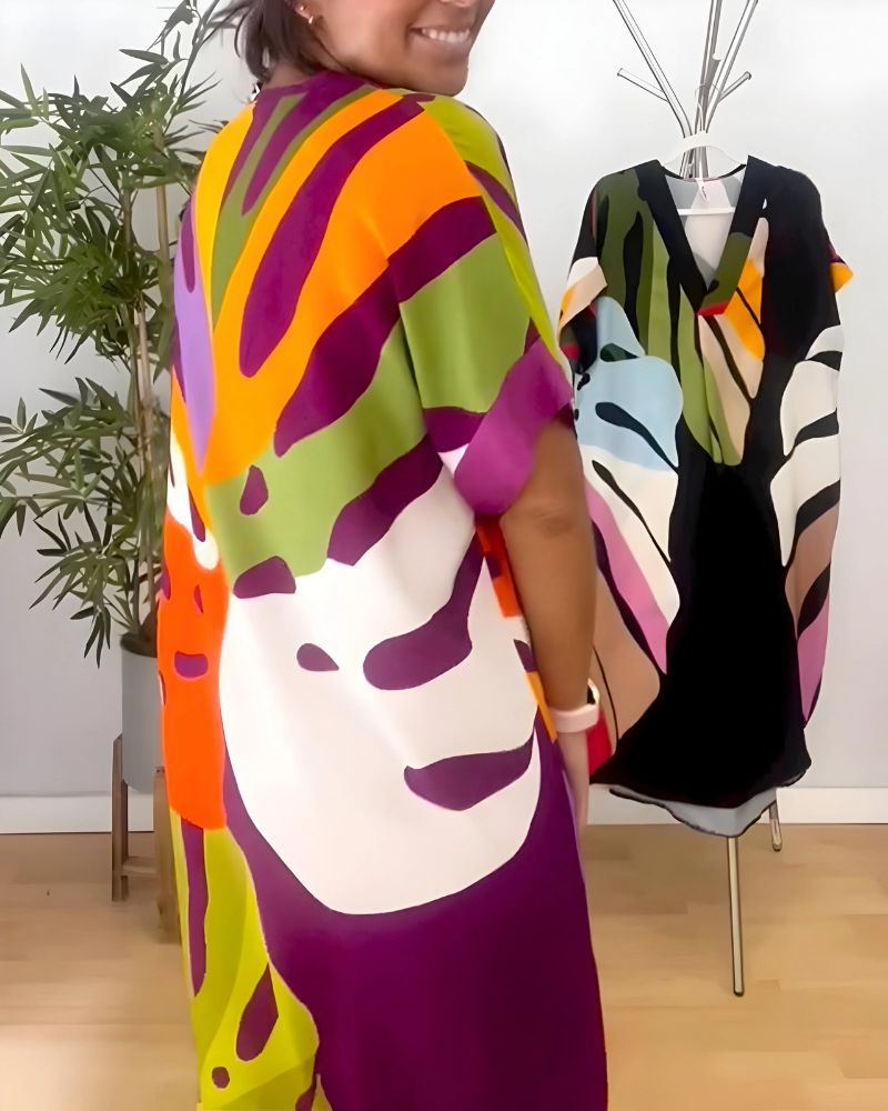 NERISA - Robe décontractée avec imprimé feuillage coloré