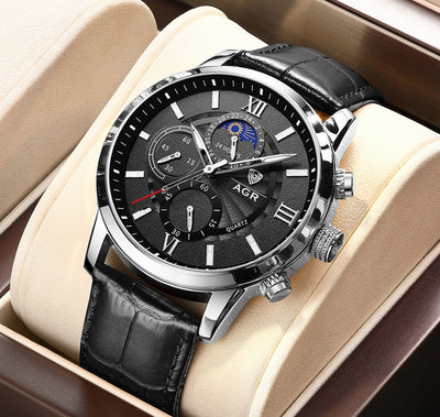 Montre Quartz de Luxe avec Bracelet en Cuir