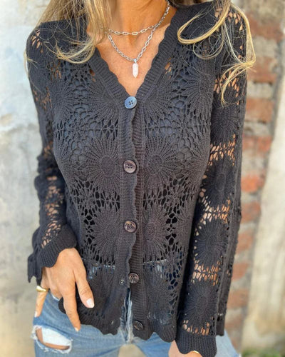NALIE - GILET EN DENTELLE CROCHET AVEC BOUTONS