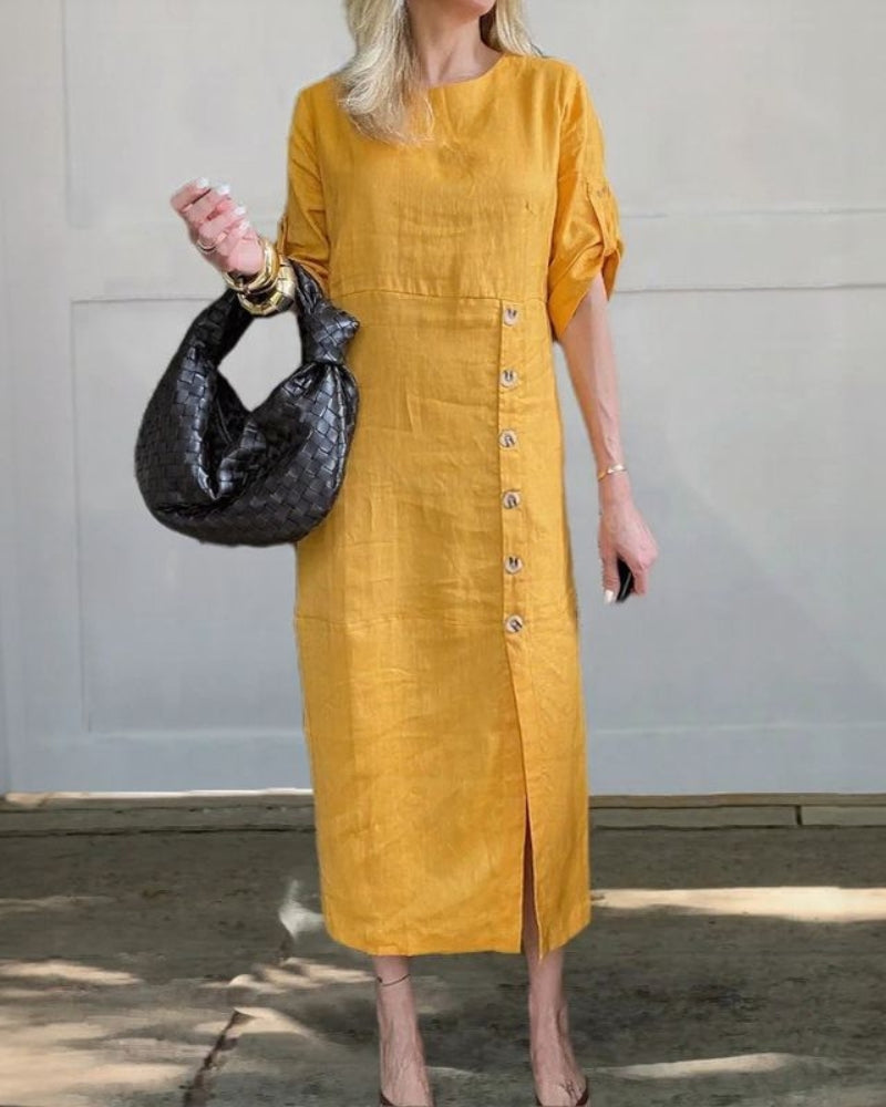 SAROMA – ROBE MIDI EN COTON ET LIN