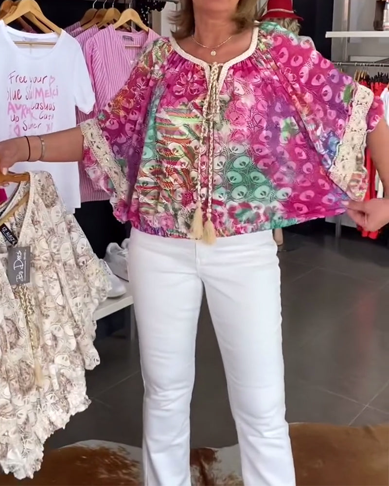 Blouse À Coupe Ample Avec Imprimé Bohème