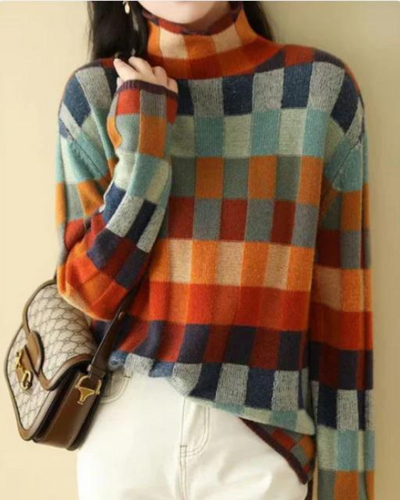 MADI - COL ROULÉ PATCHWORK EN CACHEMIRE LUXE