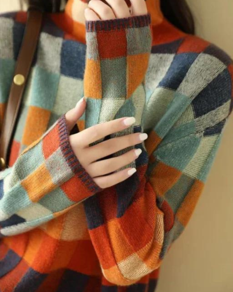 MADI - COL ROULÉ PATCHWORK EN CACHEMIRE LUXE