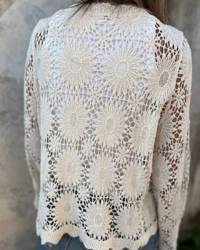NALIE - GILET EN DENTELLE CROCHET AVEC BOUTONS