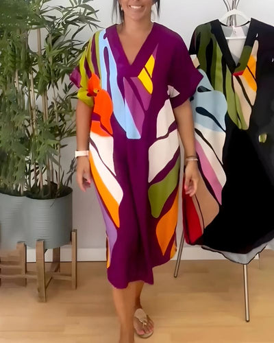 NERISA - Robe décontractée avec imprimé feuillage coloré