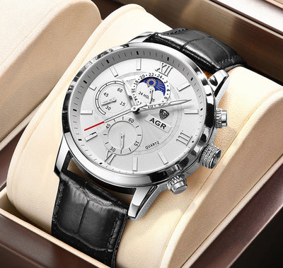 Montre Quartz de Luxe avec Bracelet en Cuir