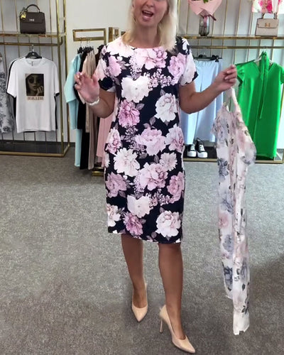 Robe Mode Pétale Manches Courtes Droite