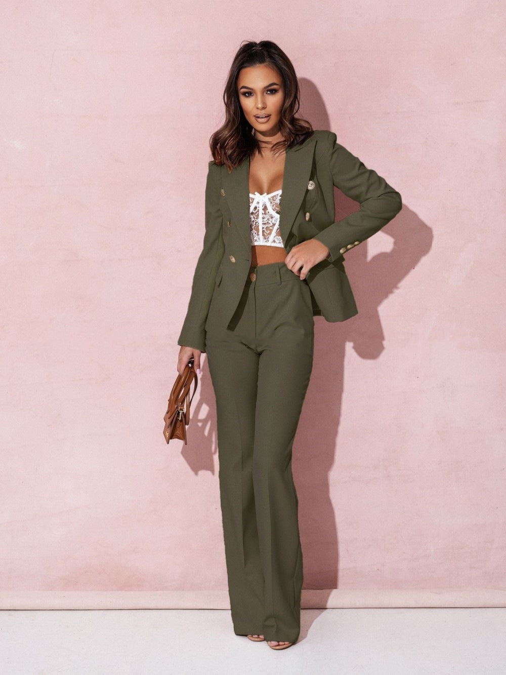 Ensemble Blazer Femme – Coupe Tailleur – Tissu Luxe – Style Croisé Élégant