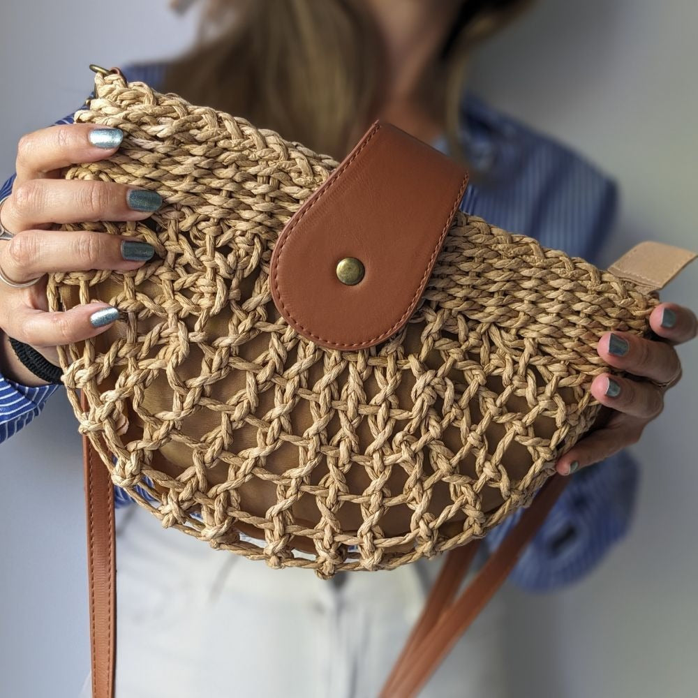 Lina sac bandoulière en paille tressée