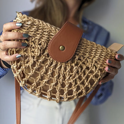 Lina sac bandoulière en paille tressée