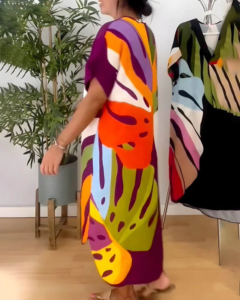 NERISA - Robe décontractée avec imprimé feuillage coloré