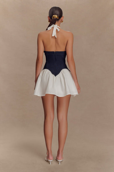 Mini-robe en denim et coton - Bleu indigo