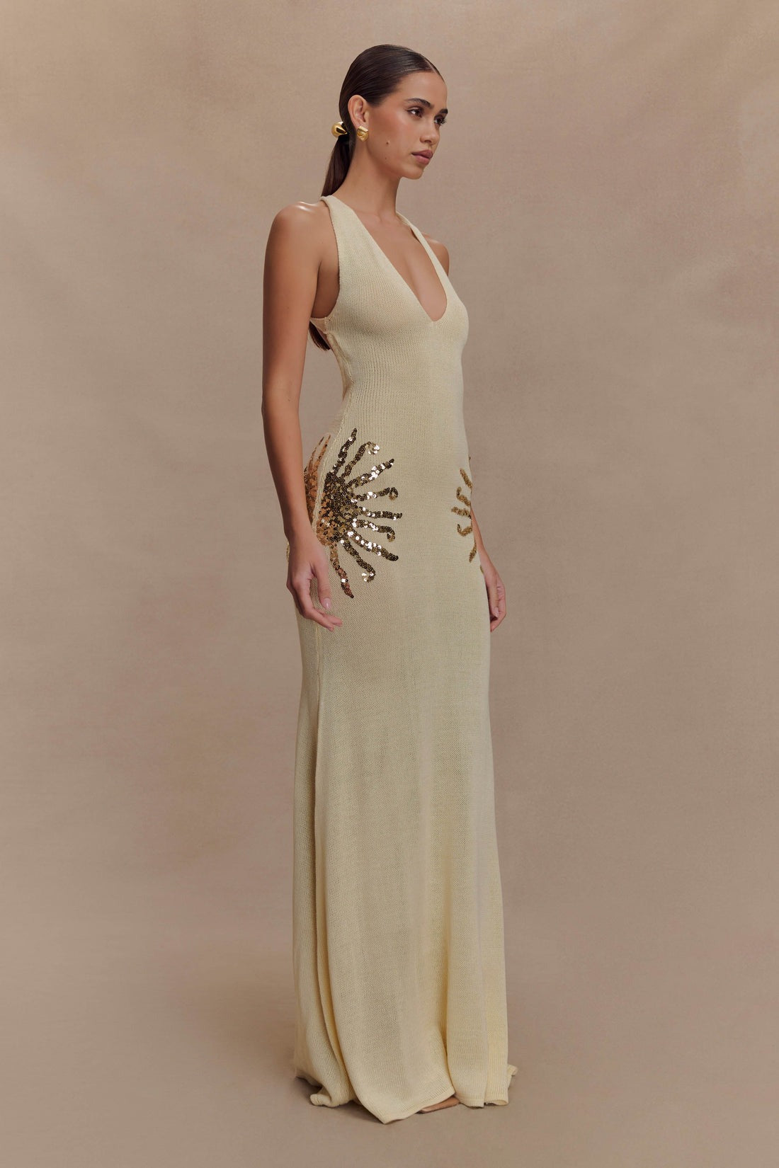 Robe longue en maille Ellington avec sequins
