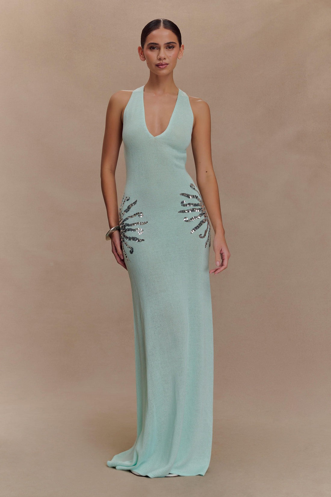 Robe longue en maille Ellington avec sequins