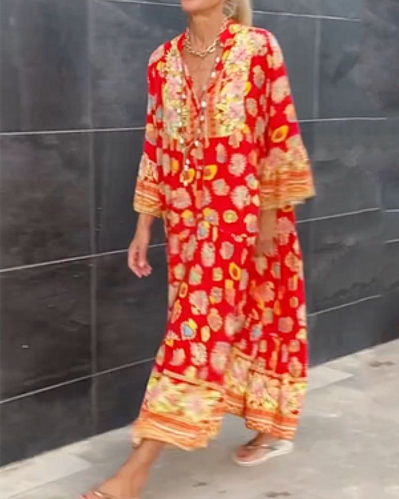 ANDELIA – Robe Longue Imprimée Fleurie