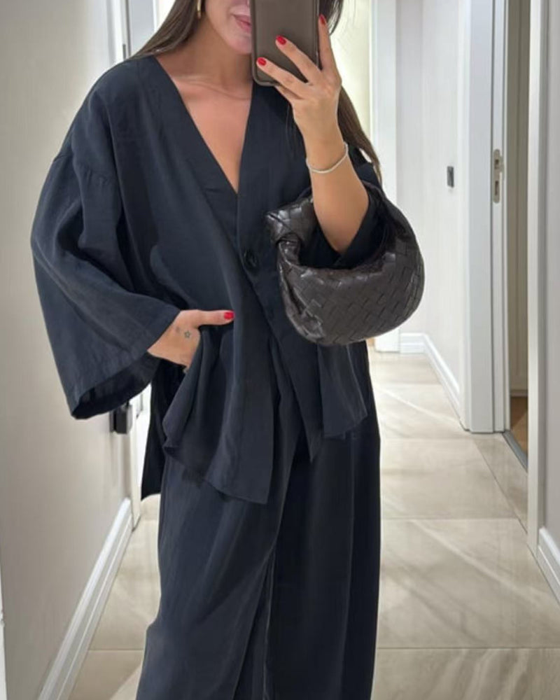 Lisa™ | Ensemble 2 pièces col V & pantalon