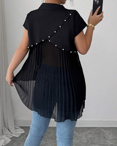 Chemise Perlée Panneau En Chiffon Plissé