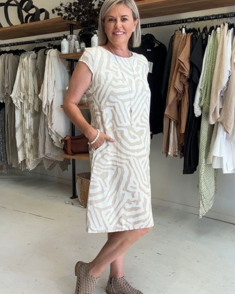 NELIA – Robe Imprimée à Col Rond