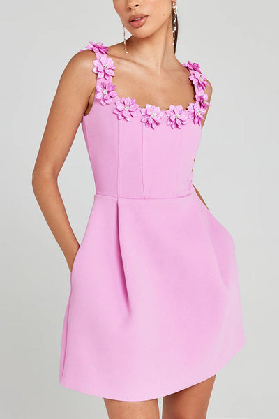 Cindy | Mini robe de soirée avec applications florales