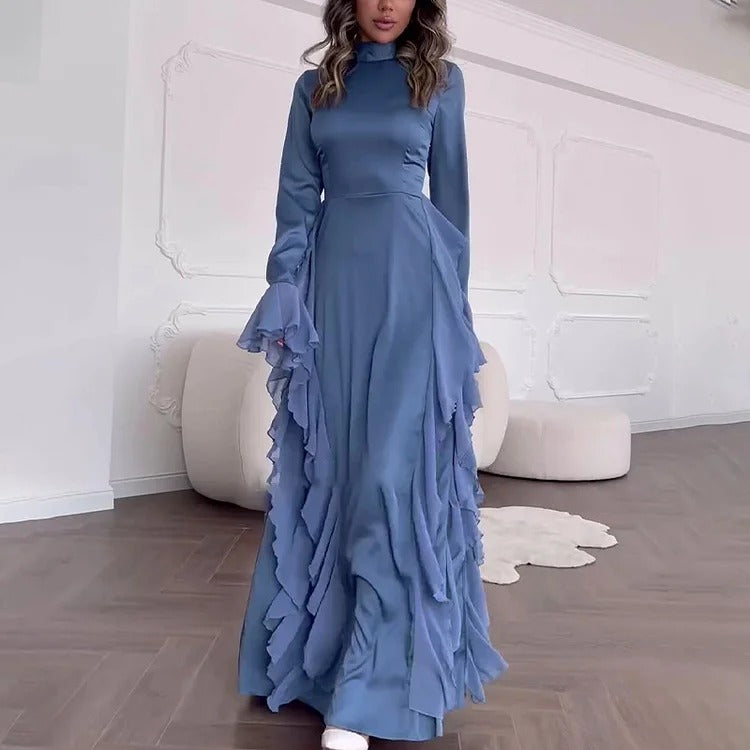 Robe longue à col montant