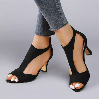 Grazia™ | Sandales à talon avec découpes courbes et fermeture zippée