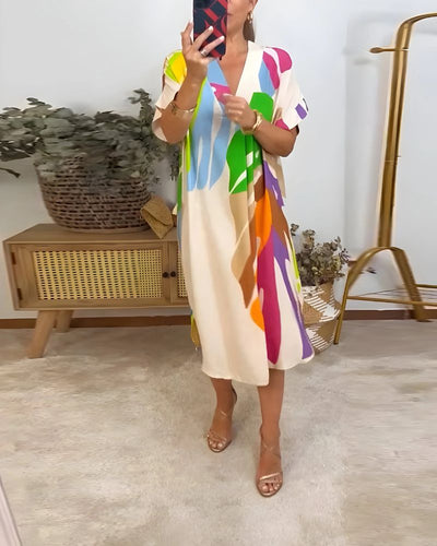 NERISA - Robe décontractée avec imprimé feuillage coloré