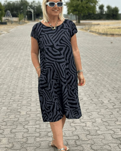 NELIA – Robe Imprimée à Col Rond