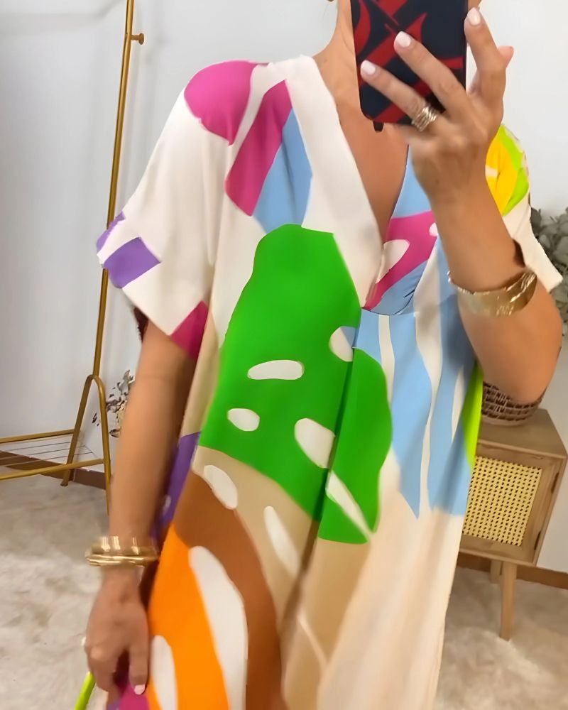 NERISA - Robe décontractée avec imprimé feuillage coloré