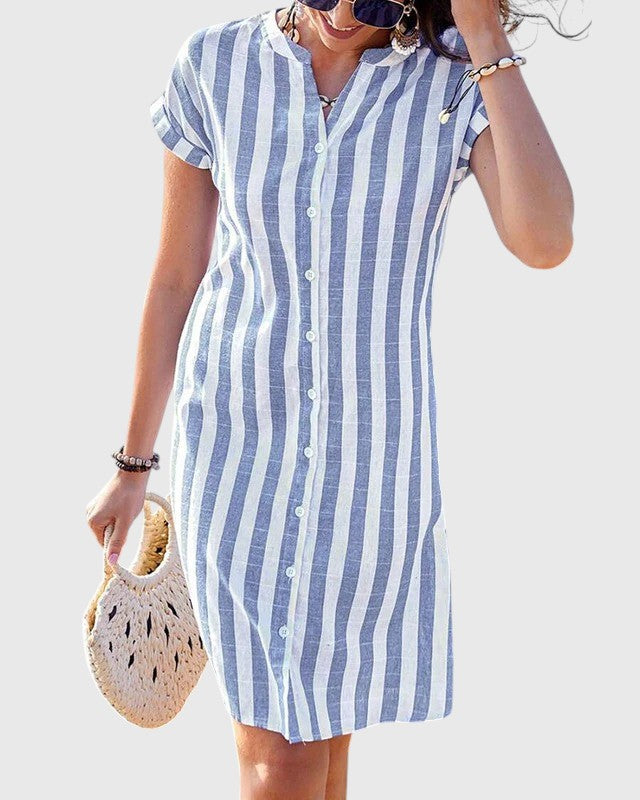 LINA™ | Robe-Chemise Rayée