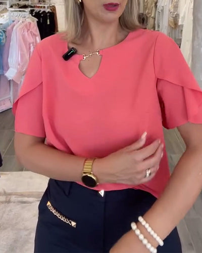Blouse Manche À Volants Uni